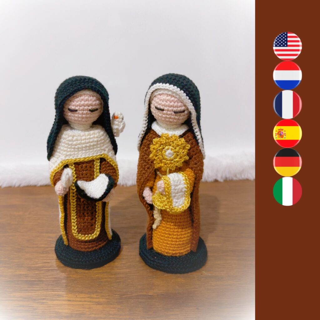 St Clara St Teresa crocheted versions of St Clara and St Teresa