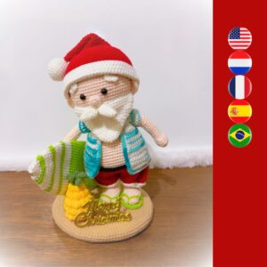 crochet Santa with surfboard and pineapple