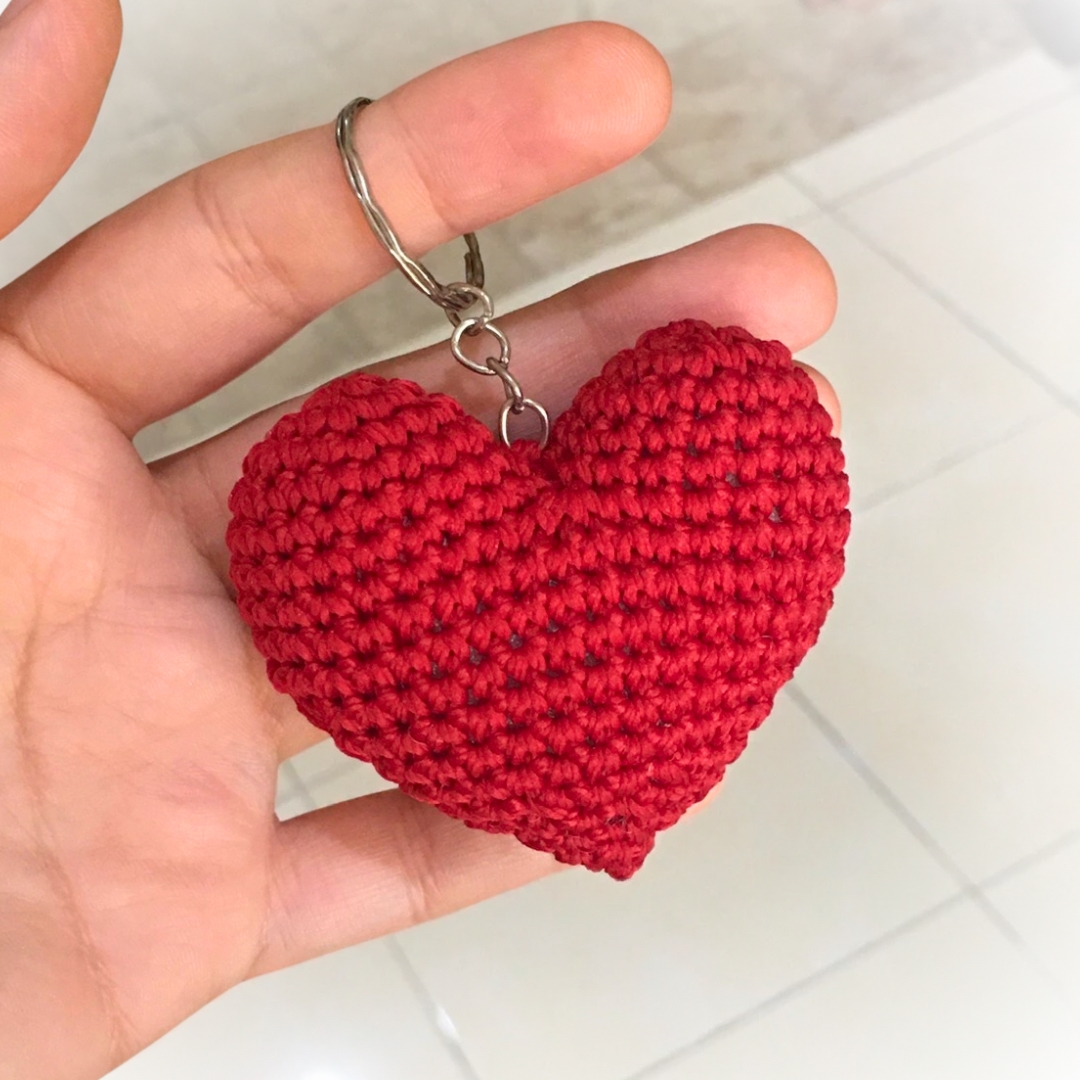 Crochet heart keychain