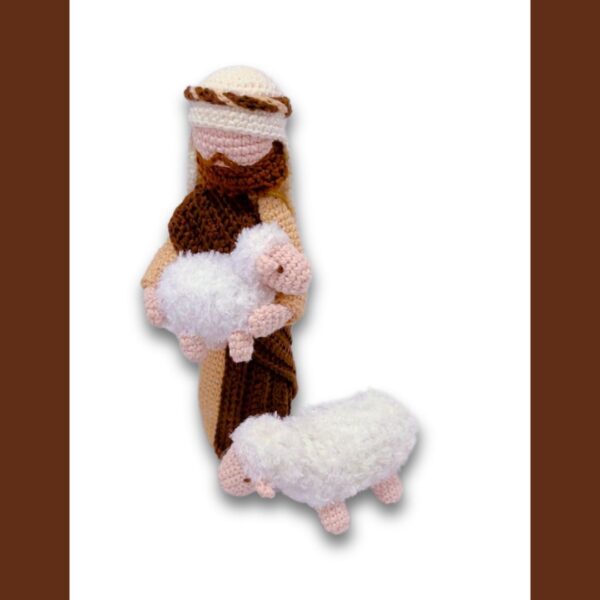 crochet shepherd with sheep