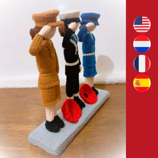 knitted soldier, knitted pilot, knitted sailor, knitted poppy