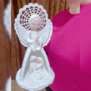 crochet Christmas angel with mini nativity set