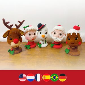 crochet Santa, Mrs Claus, snowman, reindeer, gingerbread man