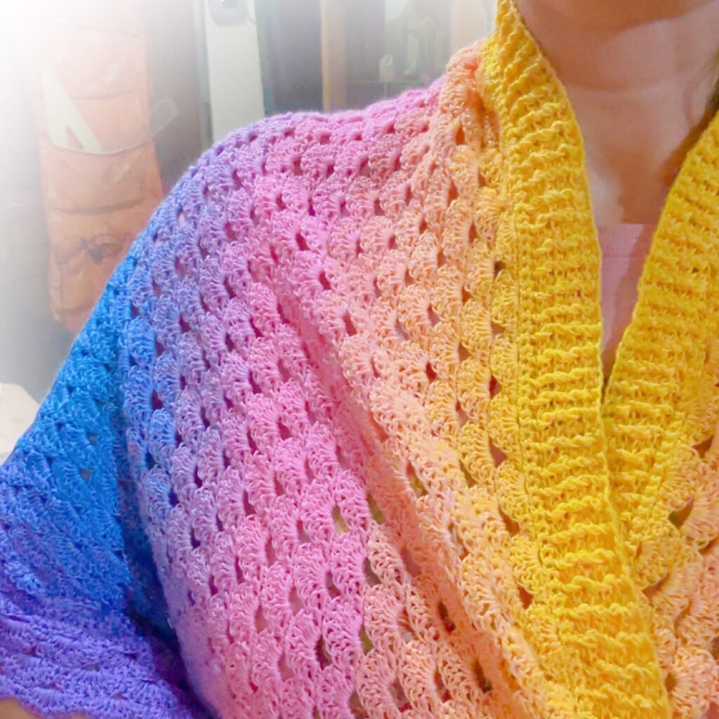 Crochet rainbow shawl