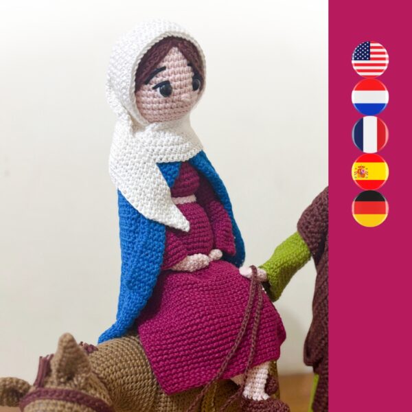 crochet pregnant Virgin Mary on donkey