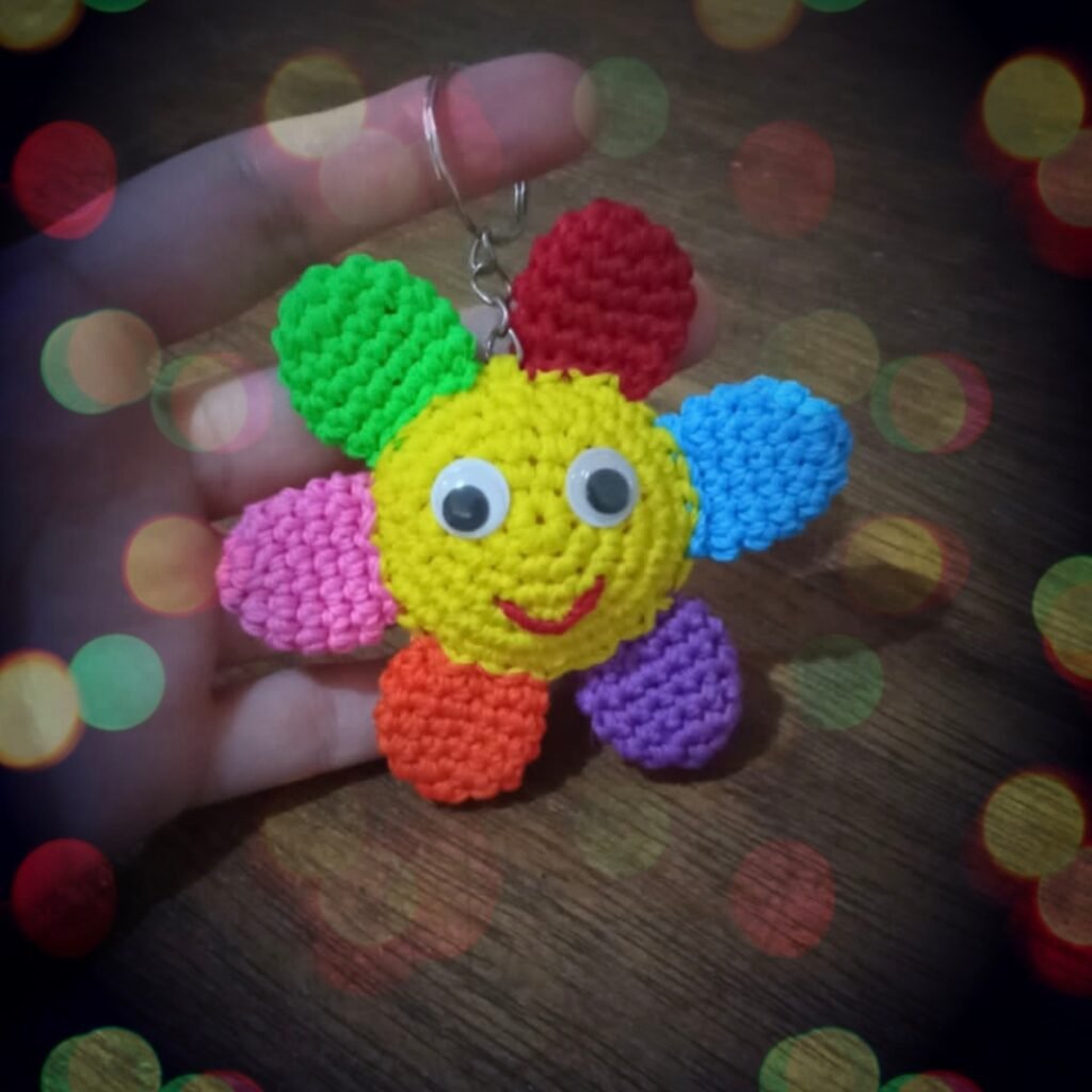 crochet flower keychain