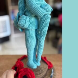 crochet soldier monument with poppies
