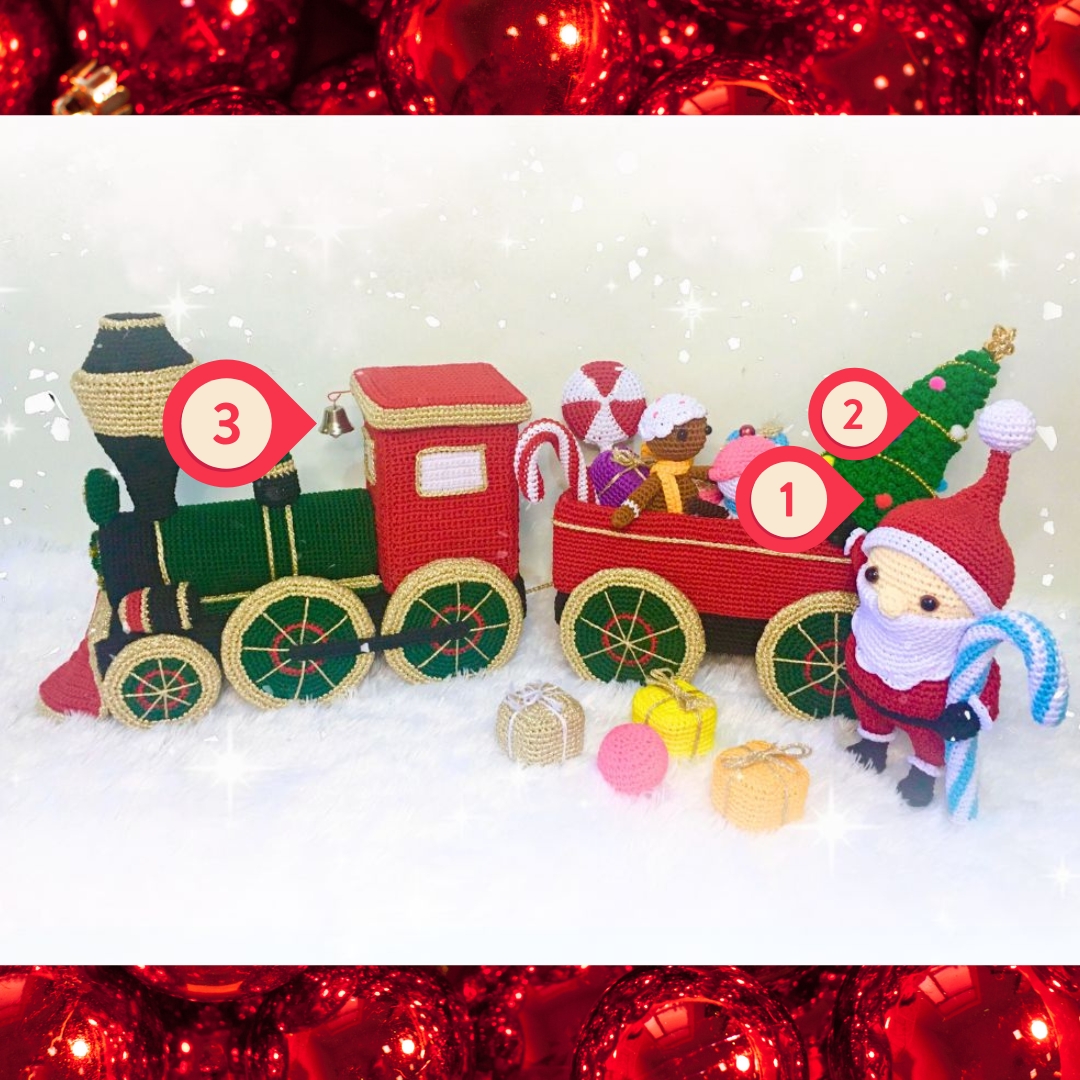 Trein (1) gehaakte kersttrein met gehaakte kerstman