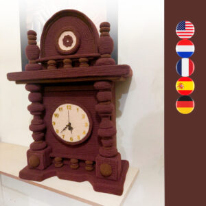 crochet version of an antique standing clock
