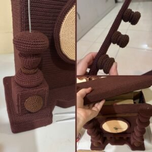 crochet version of an antique standing clock