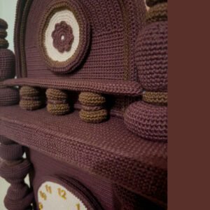 crochet version of an antique standing clock