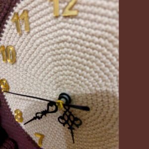 crochet version of an antique standing clock