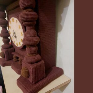 crochet version of an antique standing clock