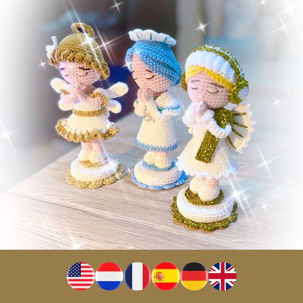 3 crochet Christmas angel dolls