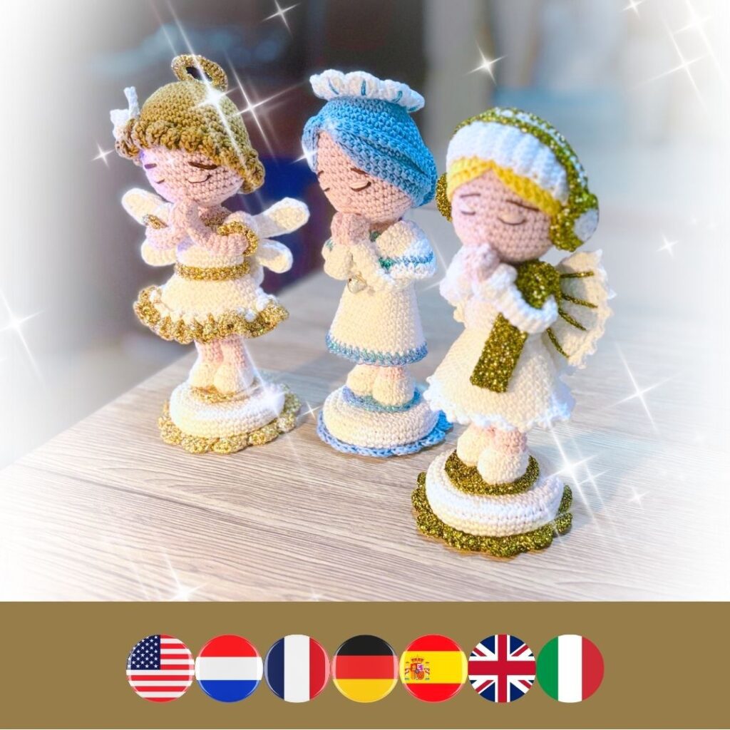 3 crochet Christmas angel dolls