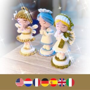 3 gehäkelte Weihnachtsengel-Puppen