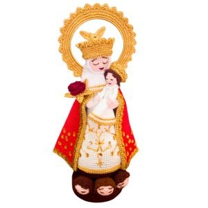 Our lady of Covadonga crochet version of Our lady of Covadonga with child Jesus
