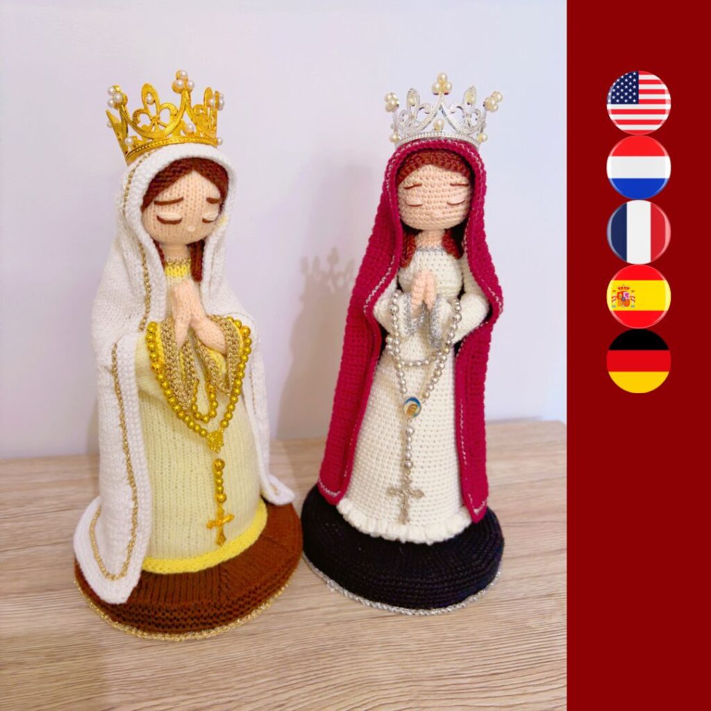 une version tricotée et une version au crochet de Notre-Dame Marie