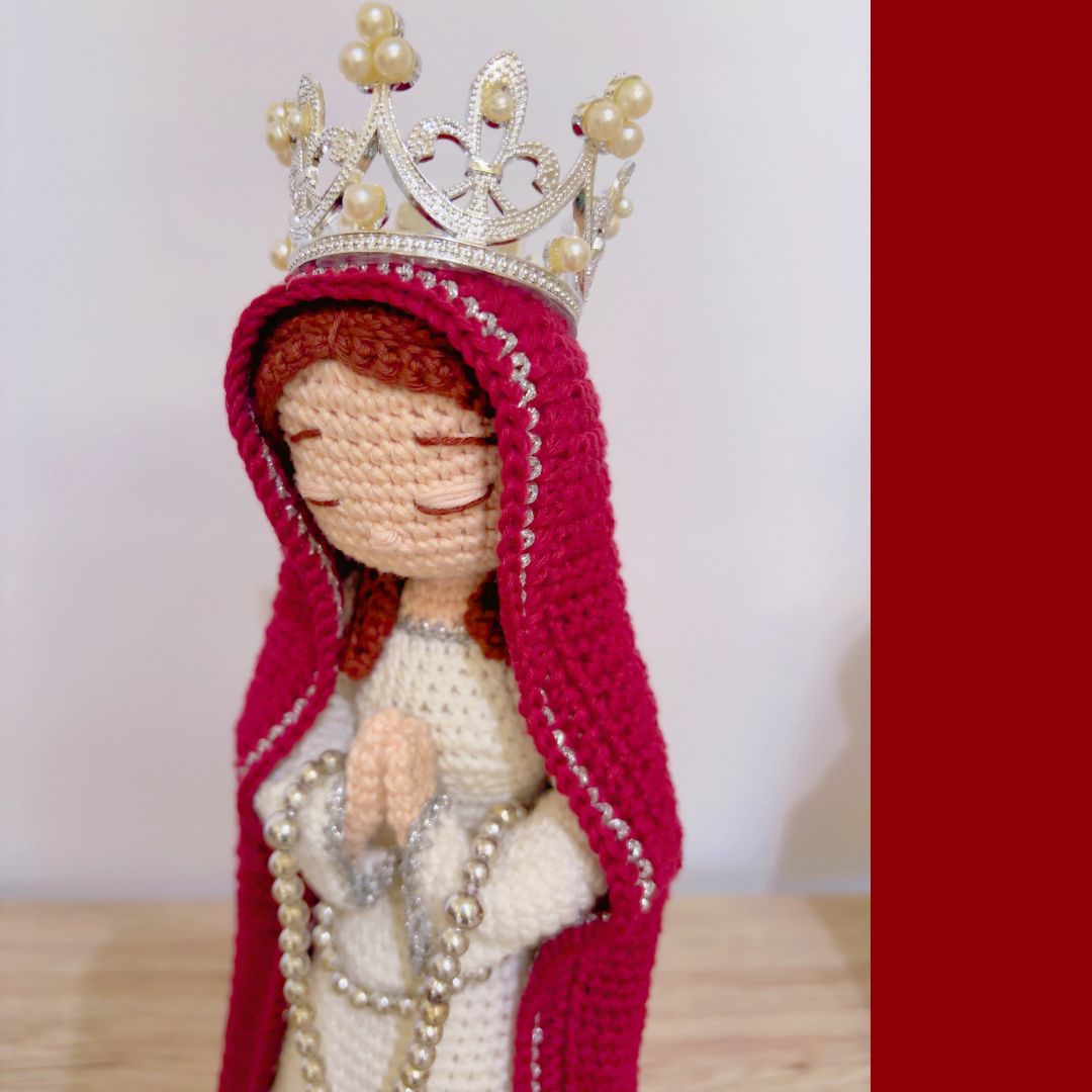 a knitted version and a crochet version of our lady Mary