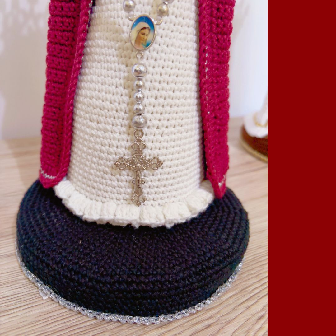 a knitted version and a crochet version of our lady Mary