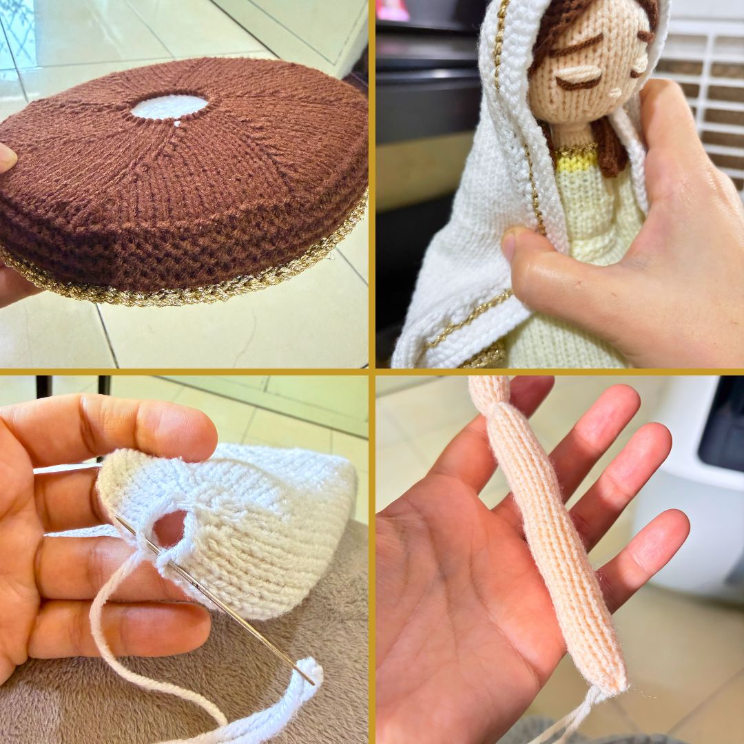 une version tricotée et une version au crochet de Notre-Dame Marie