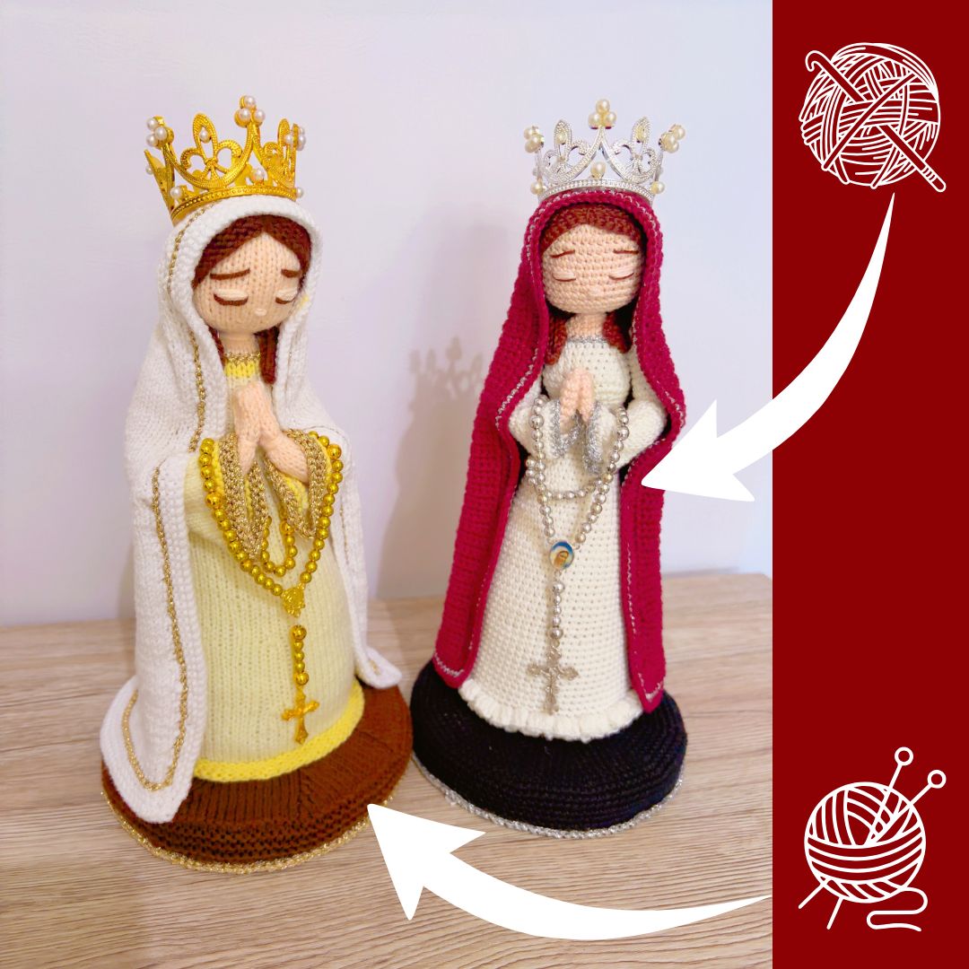 une version tricotée et une version au crochet de Notre-Dame Marie